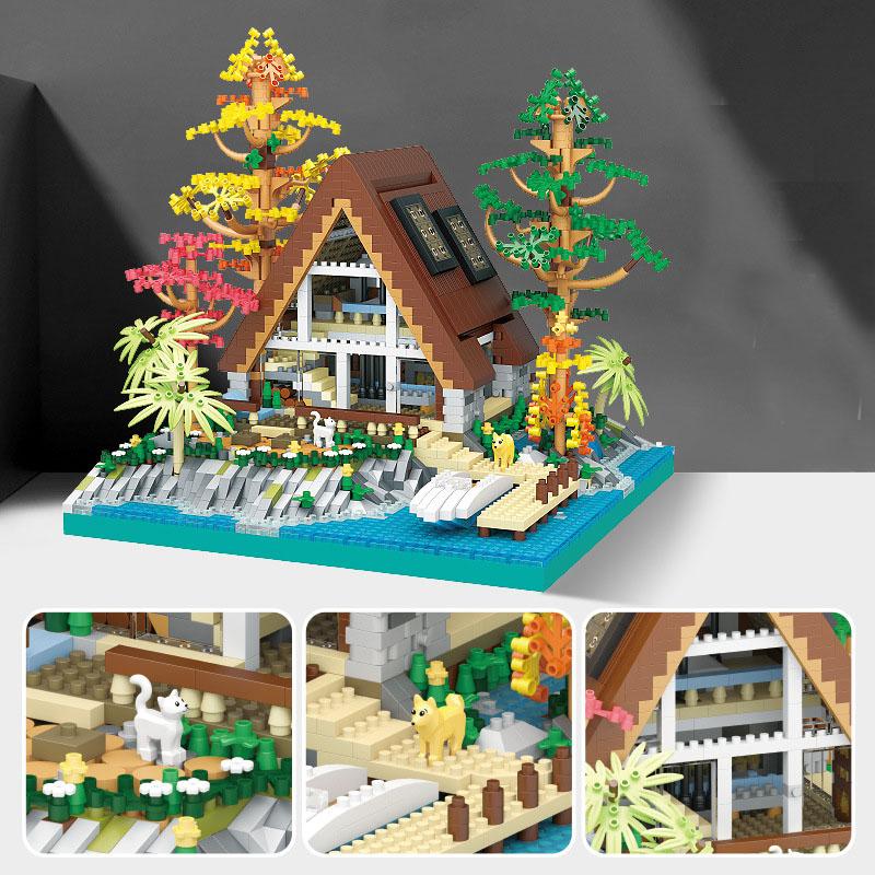 Lake Island Building Blocks Kids Gift Micro-Particle Bricks Assembly Toys Home Decoration Plastic Model Party Favor Gift