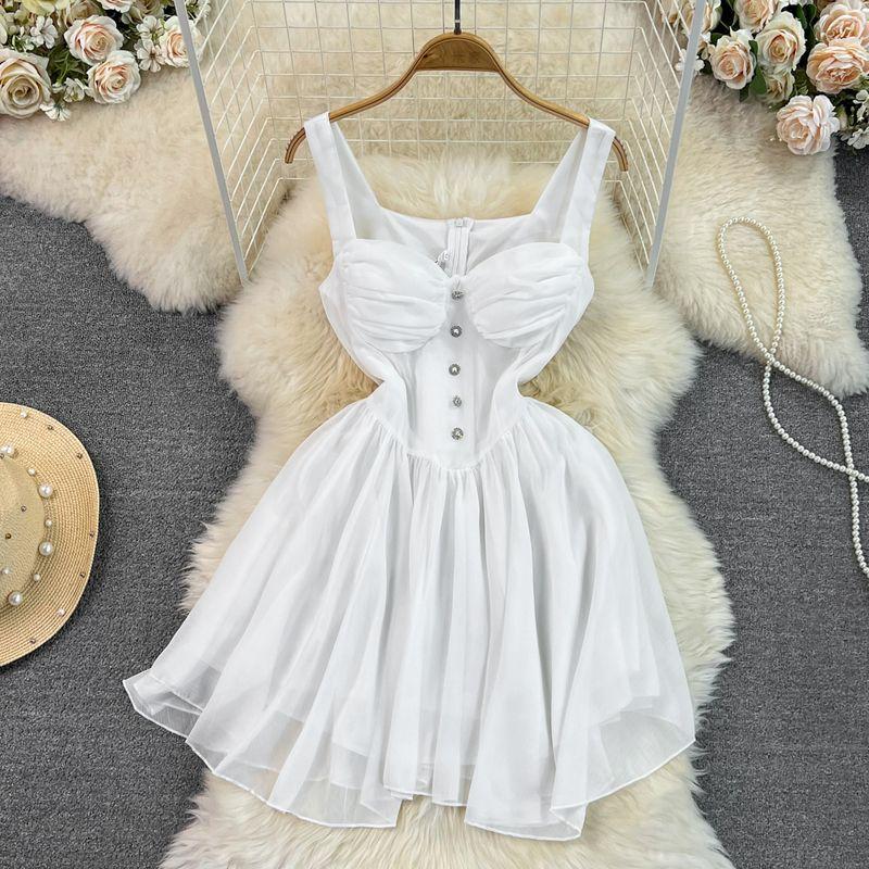 

Sweet Sexy First Date Suspender Skirt French Slim Fit Tube Top White S