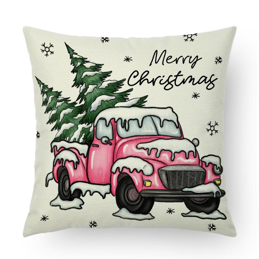 Christmas Imitation Linen Pillow Case Home Decoration Pillow Four-piece Set Sofa Cushion Cover Bedroom Pillow