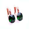 Creative New In Green Zircon Earings Oval Emerald Earrings for Women Classic Simple Wedding Copper Plated Rose Gold Zircon
