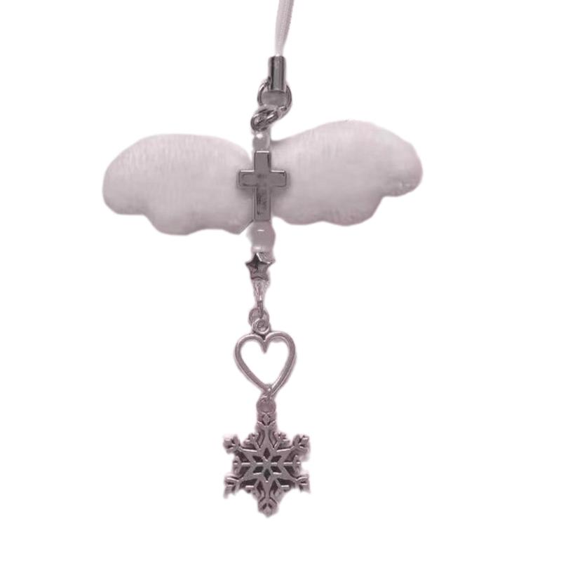 Colorful Beaded Mobile Phone Chain Delicate Angel Wing Bowknot Heart Keychain Phone Charm Acrylic Cellphone Lanyard