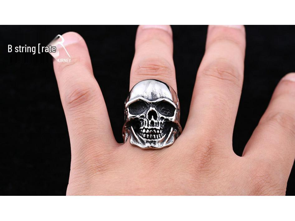 Retro Men's Titanium Skull Ring - Stainless Steel Punk Jewelry