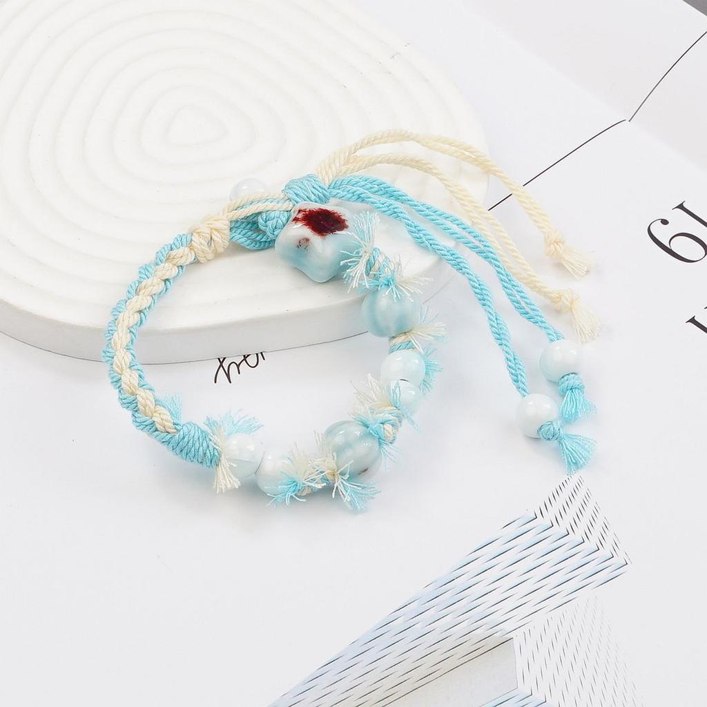 Jingdezhen jewelry ceramic bracelet wholesale new Chinese beaded bracelet women's niche non-fading hand rope
