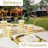 Gold Paper Party Plates Cups and Napkins Party Supplies Sets for 25 Guests Golden Plastic Forks Knives Birthday Wedding 175 Pcs