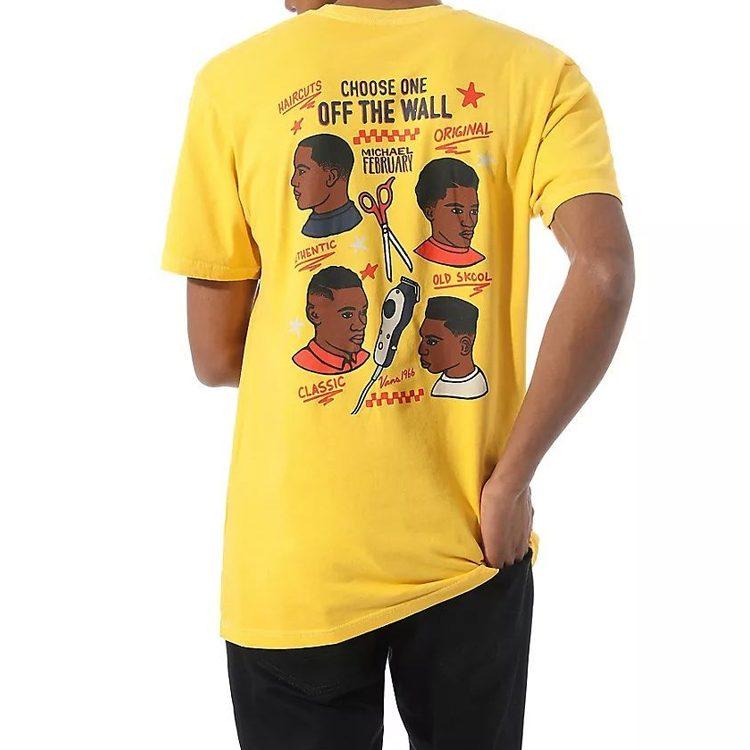 Vans Mikey T Shirts Unisex Yellow Crew Neck Moderate Straight Fit VN0A4RP785W