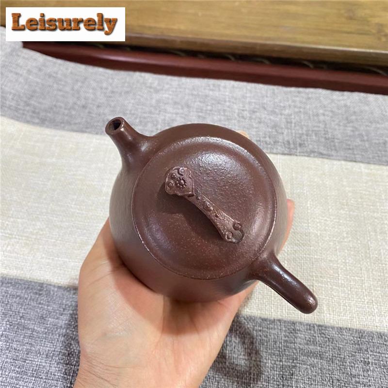 250 ml Luxus-Teekanne aus lila Ton aus Yixing, handgefertigt, Ruyi-Schaufeltopf, Roherz, grober Sand, lila Schlammkessel, Zisha-Teeset, Teegeschenk, Handwerk