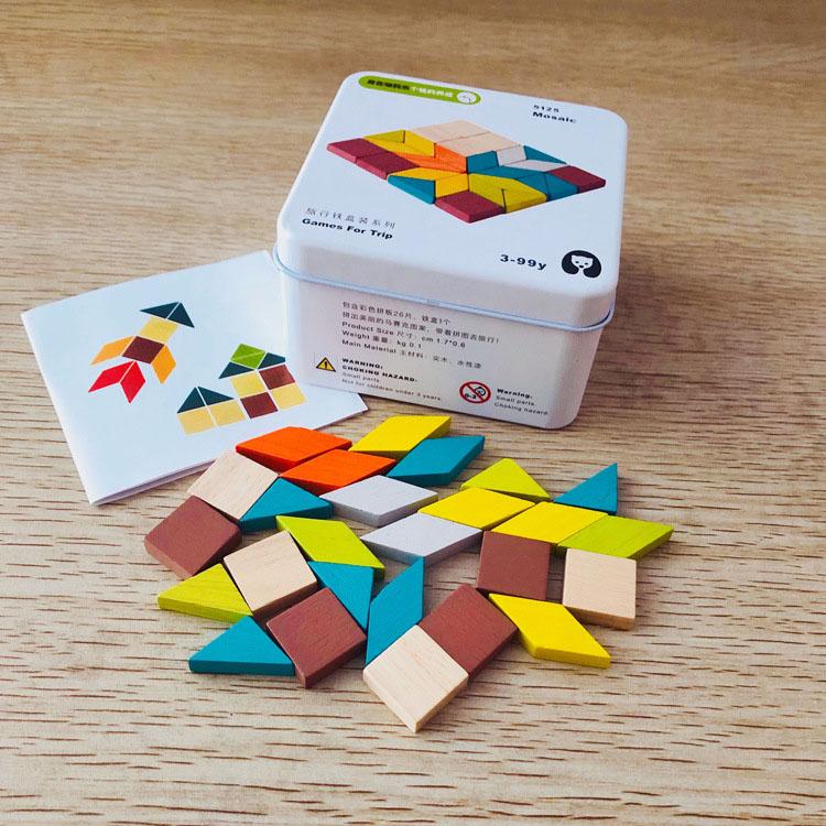 Children 3D Wooden Puzzle Jigsaw Cube Puzzle Gyro Baby Early Learning Cognitive Toys Travel Iron Box for Boys and Girls