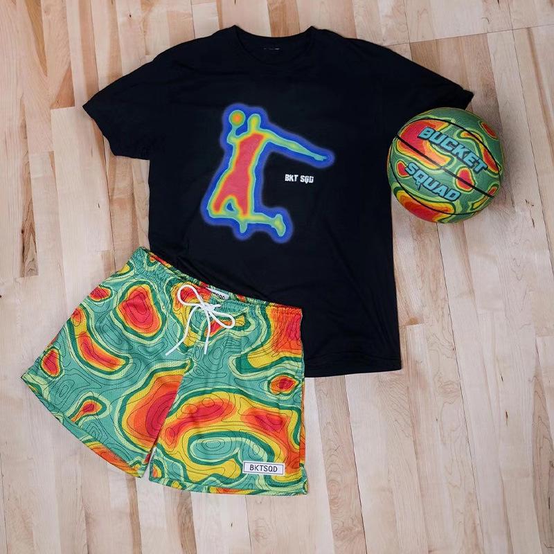 Amerikanska BKTSQD Herr Mesh Snabbtorkande Knälånga Basket Löpning Badshorts