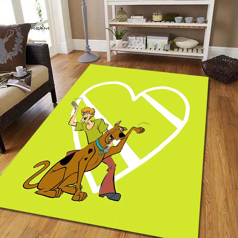 Scooby Flannel Pattern Square Carpet,Area Rug,Carpet Rug for Living Room Bedroom Sofa Playroom Decor,Non-slip Floor Mat