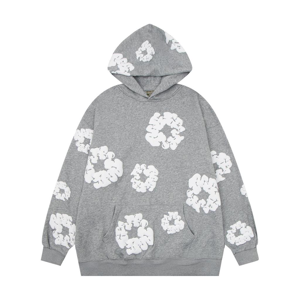 Denim Tears Floral Puff Print Cotton Hoodie Set - Trendy European & American Streetwear