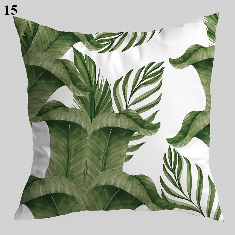 Nordic Style Throw Pillowcase Dark Green  Geometric Leaf  Sofa Car Decoration Cushion Cover Home Decor