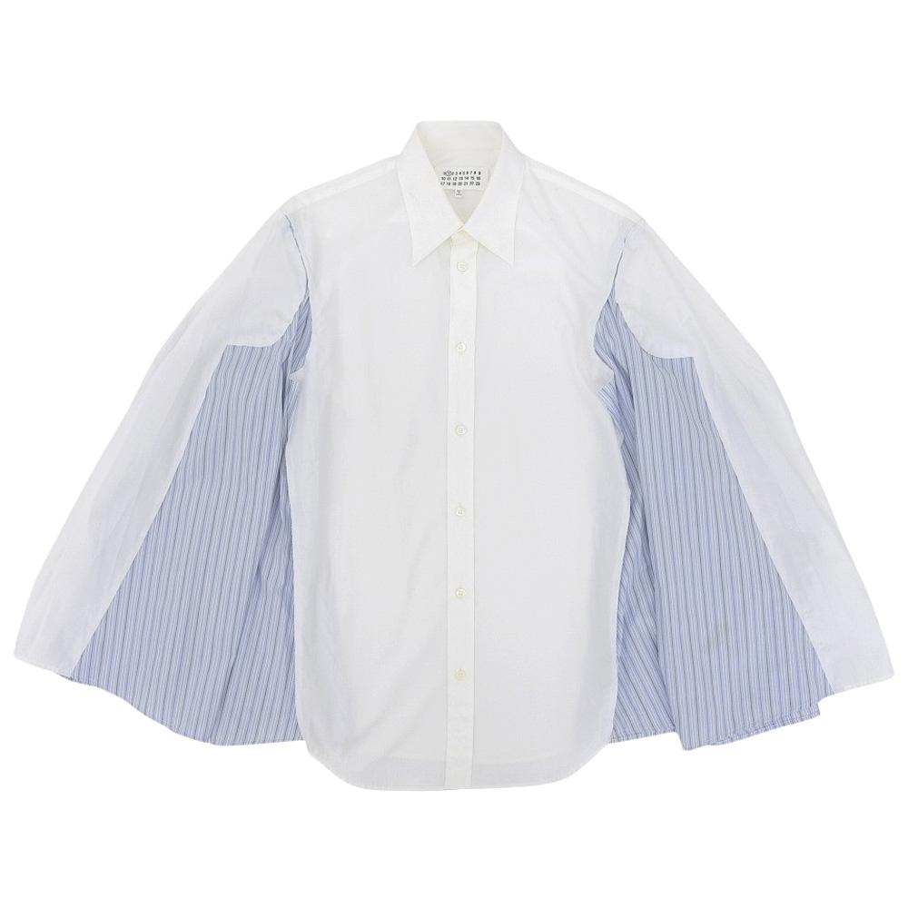 Maison Margiela Reconstructed Striped Long Sleeve Shirt Tops Women's White Blue 38 S51DL0347 20AW Tops 38 White / blueUsed