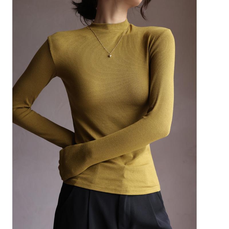 

Высокоэластичная однотонная футболка с круглым вырезом для женщин, облегающая футболка с длинными рукавами XL