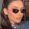Luxury Polygon Small Frame Oval Exquisite Metal Glasses for Men and Women Rectangle Anti-Uv Sunglasses Ladies Rhombus Eyewear