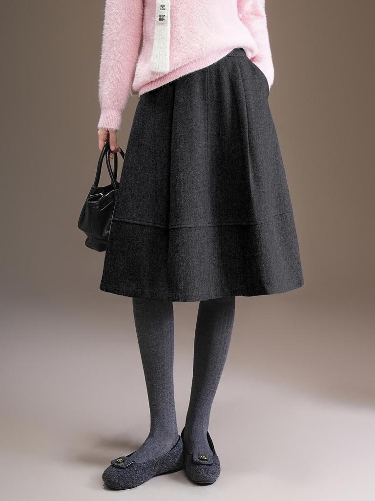 2025 Winter Slimming A-Line Wool Skirt: Mid-Length, Hip-Covering, Stylish & Comfortable Drape