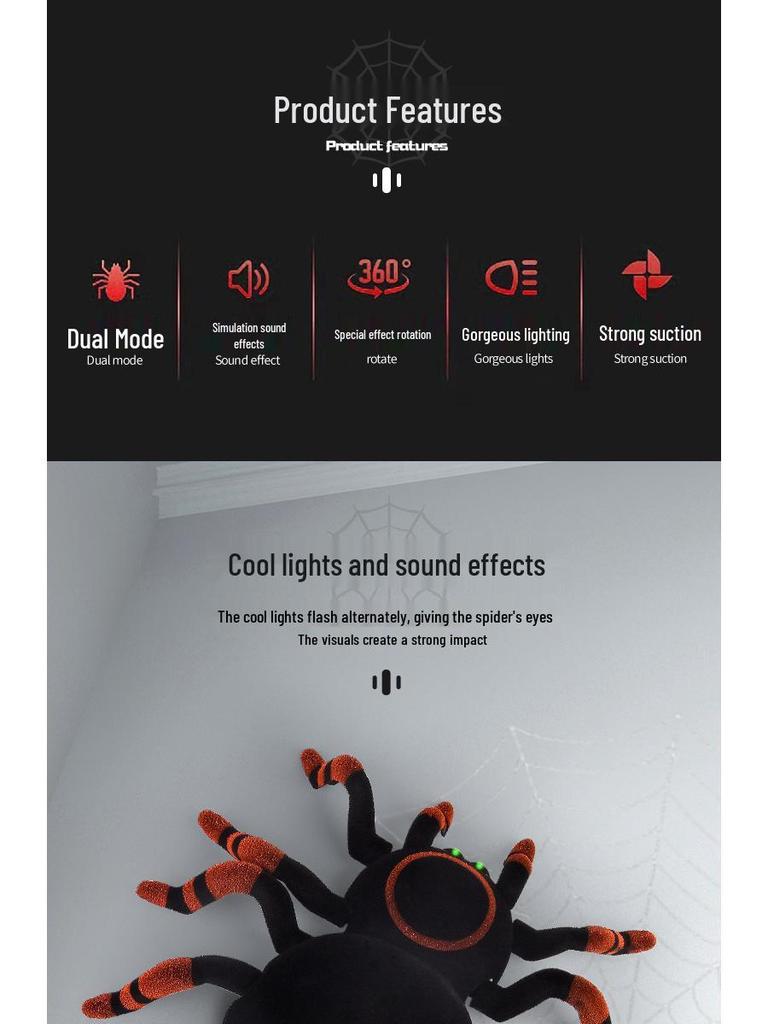 FY878 Wall-Climbing Spider RC Stunt Car with Lights - Halloween & Christmas Toy Gift