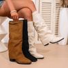 Fashion Slip On High Heeled Knee High Boots Women Autumn Winter High Tube Rider Pointed Toe Thick Heel Long Botas