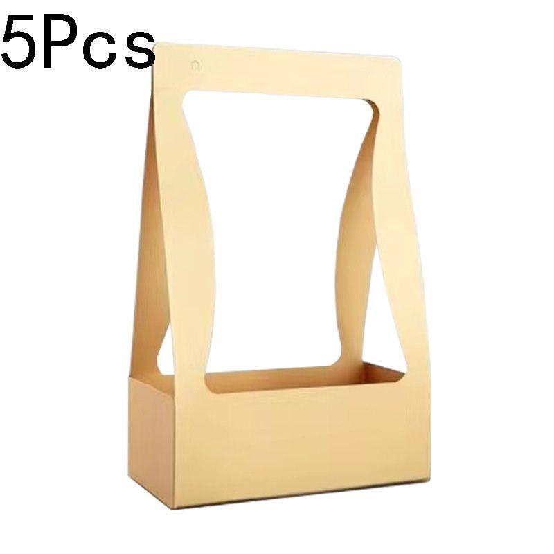 5Pcs Holiday Gift Elegant Design Double Sided Convenient Kraft Paper Portable Wrapping Box Water Proof Flower Basket