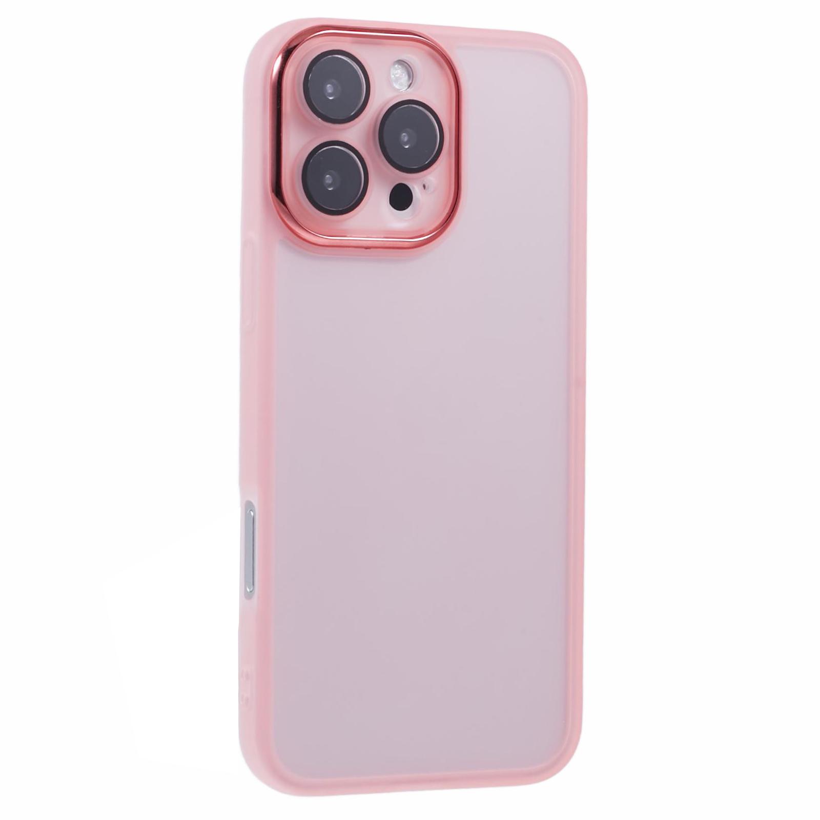 

DKSM Series For iPhone 16 Pro Case TPU Protective Cell Phone Cover Electroplated Camera Frame Transparent Pink