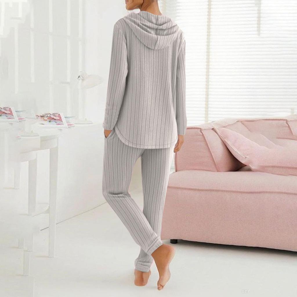 Womens Ribbed Knit Sets 2 Piece Outfits Long Sleeve Zip Tracksuit