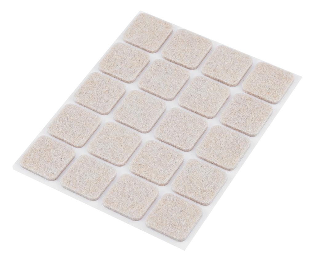 Podkładki filcowe samoprzylepne, jasnobrązowe 20x20 mm, 20 szt.