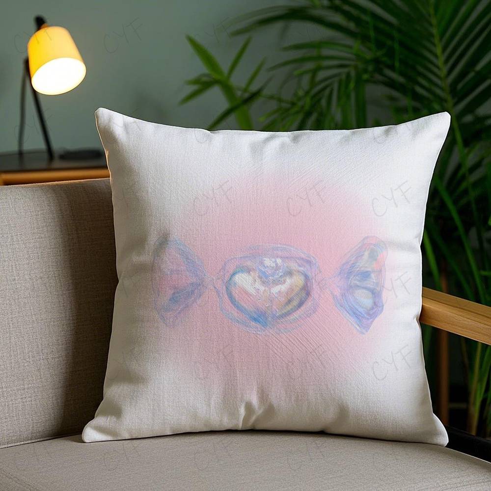 Sweet Pink Candy Pillow Case Safe Custom Photo Pillow, Anti-Fade Brushed Fleece Cushion, Maternal & Infant Safe.