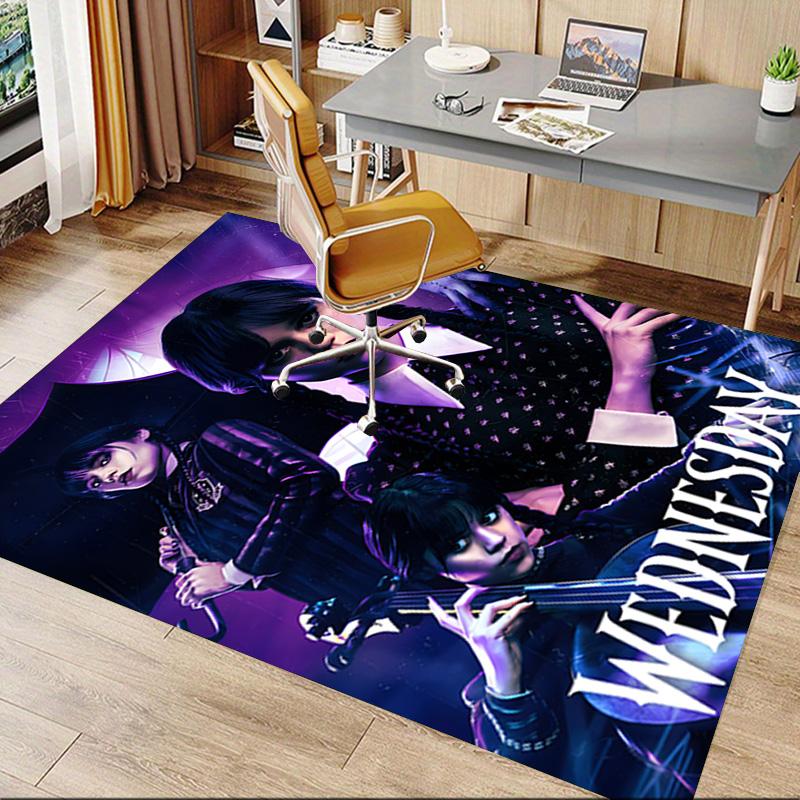 1pc Wednesday Addams Mystery Carpet for Playroom Bedroom Living Room Sofa Home Decor,kids Game Area Rug Non-slip Floor Mat Y82677