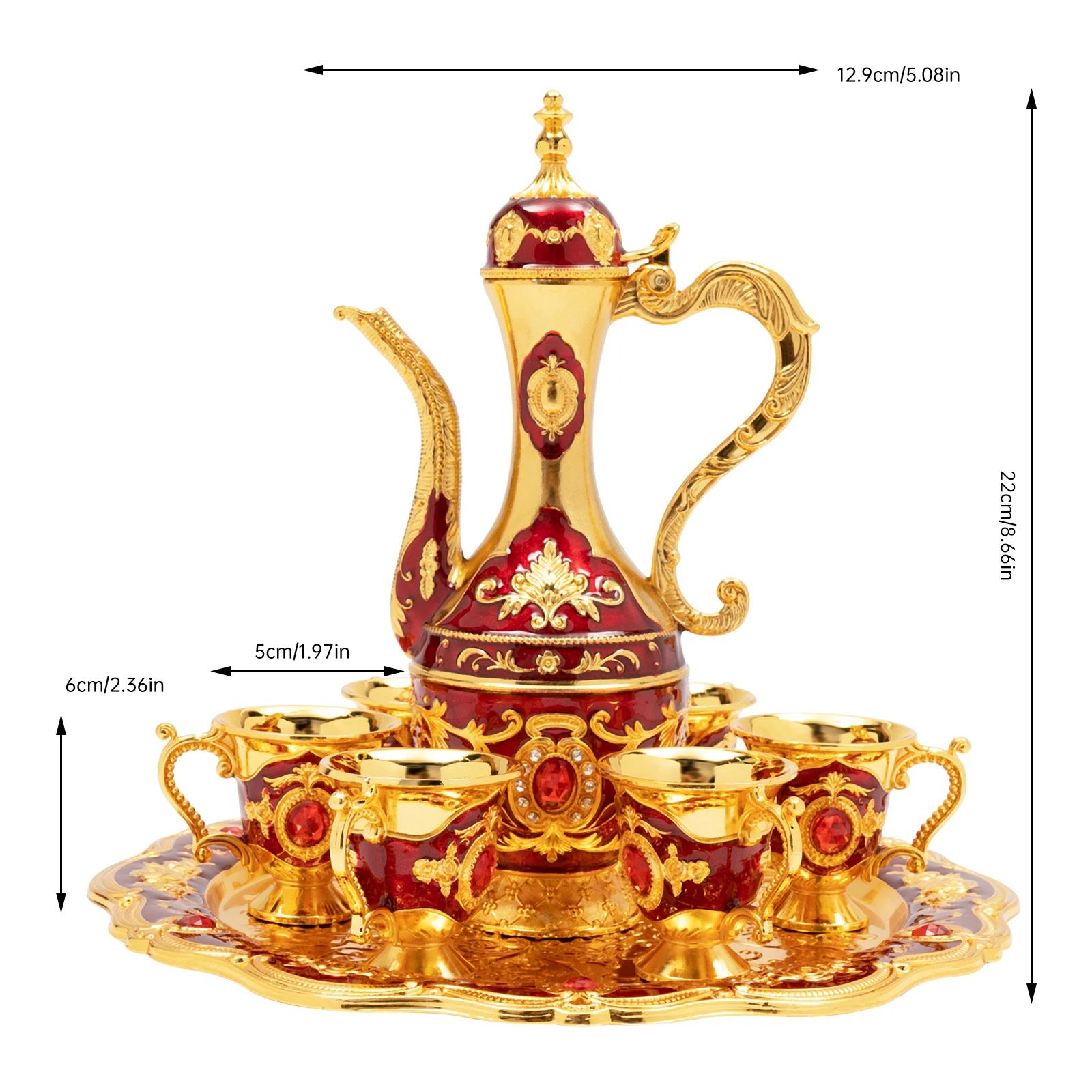 

Вінтажний набір турецької кавової турки з 6 чашками та підносом Чудовий чайний сервіз Подарунок на день народження Домашній декор Кухонні аксесуари Інструменти бариста Eight-piece Set