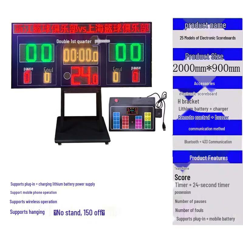 Basketball Electronic Scoreboard with 24-Second Timer