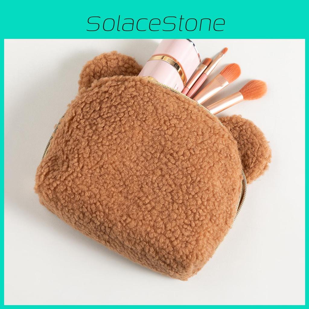 Cartoon Bear Plush Makeup Case With Lightweight Design For Girls And Teens