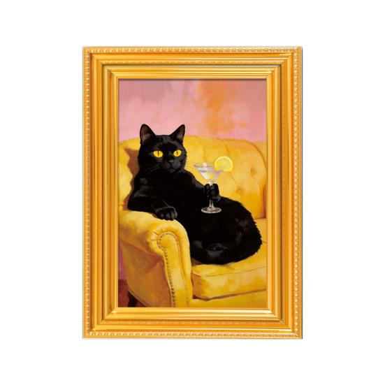 Funny Wooden Refrigerator Magnet Frame Retro Cute Black Cat Fridge Magnet 3