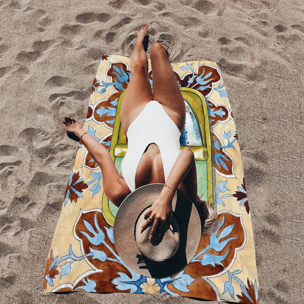 Asciugamani da Spiaggia in Microfibra Colorati Sardina Aragosta Pesce Grande Asciugamano ad Asciugatura Rapida Asciugamani da Spiaggia Sabbia Asciugamano per Piscina per Viaggio Piscina Nuoto Yoga