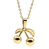 18K Gold Plated Stainless Steel Cherry Pendant Necklace for Women - Light Luxury Clavicle Chain