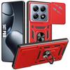 Case for Xiaomi 14t Pro - Rigid Shockproof with Ring Stand and Lens Protection - Red