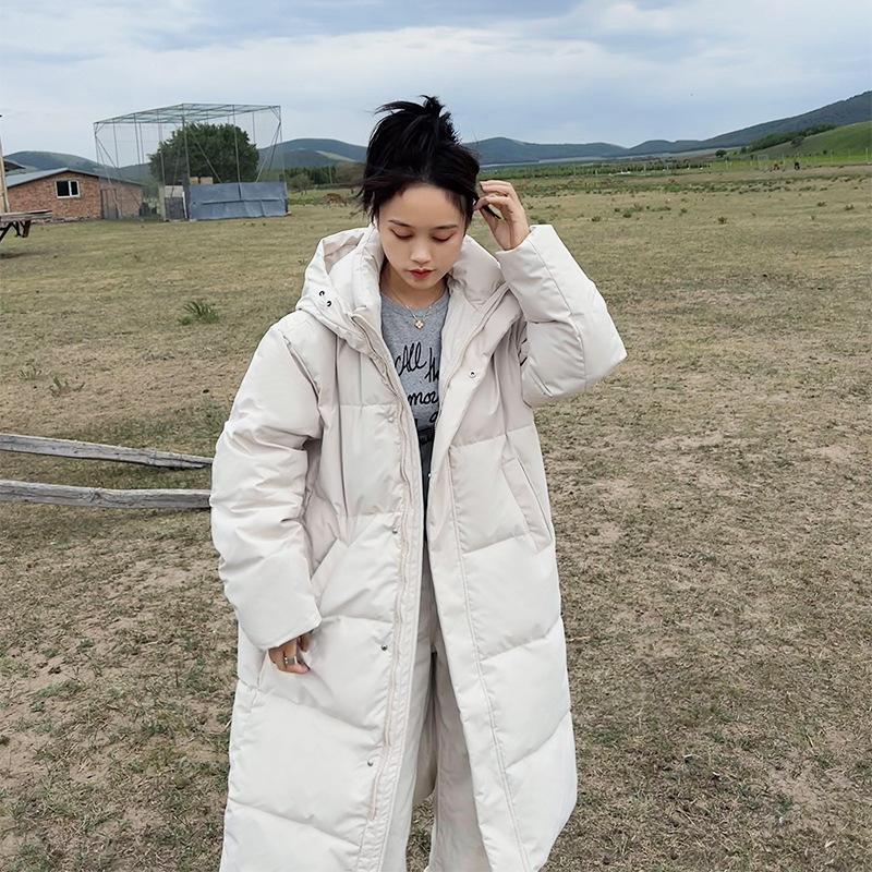 

Зима 2024 новая длинная ниже колена хлопковая одежда женская свободная утолщенная хлопковая одежда хлопковые куртки куртки с капюшоном XL