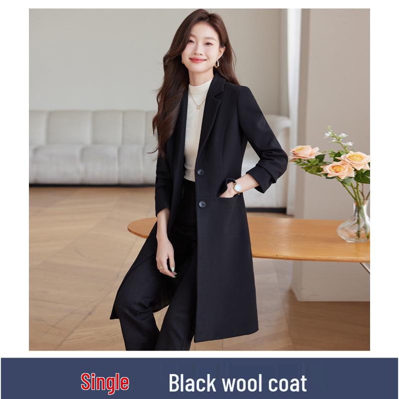 Women's High-End Two-Button Wool Tweed Suit Coat - Autumn/Winter 2024 Professional Trench Outerwear.