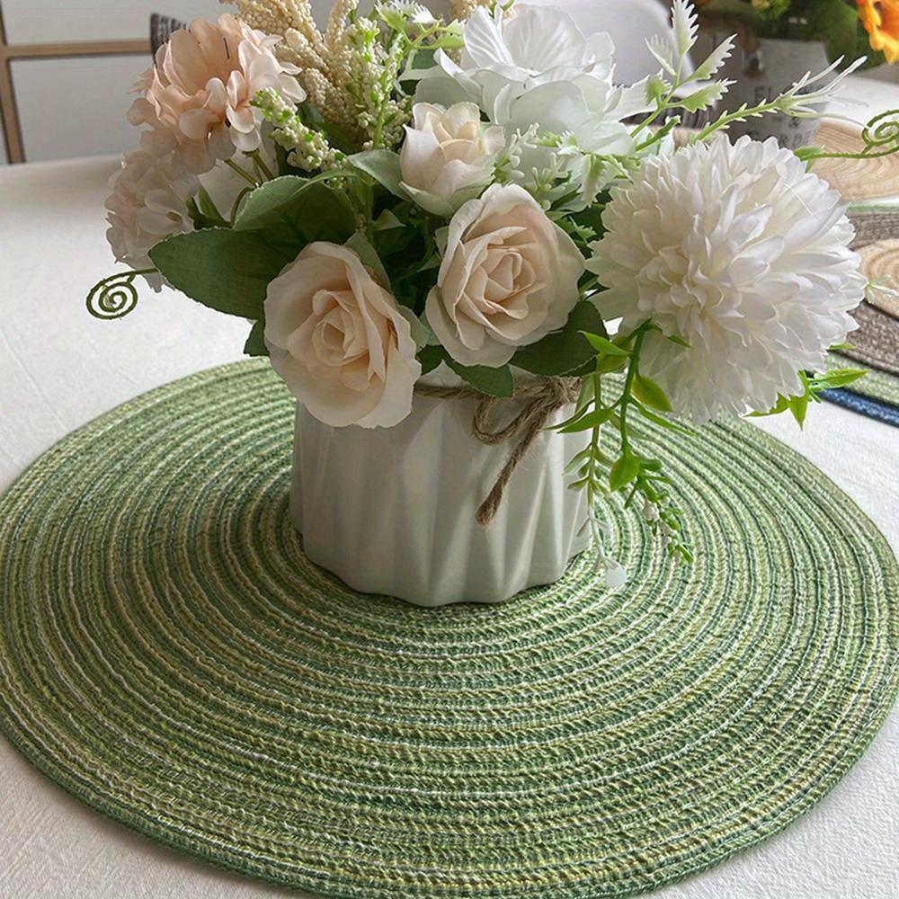 Round Woven Ramie Table Mat Anti-Slip Placemats for Dining Table, Non-Slip Pads for Tableware and Bowls, Kitchen Coasters for Drink Cups