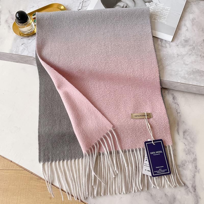Gradual Change of Color 100 Cashmere Scarf Women's Winter Atmosphere Couple Scarf Gift for Girlfriend