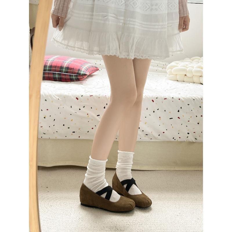 Französische Innensohle mit Plateau, Ballerinaschuhe, Einzelne Schuhe, Damen Sommer 2025, Neu, Retro, Rock, Abendschuhe