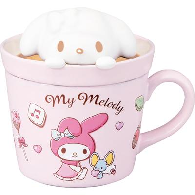Caneca 3D Sanrio "My Melody Latte Art" com Tampa, Aprox.. 230ml, Aprox.. 12 x 13cm, Louça de Personagem, Produtos My Melody, Rosa, san4551-3