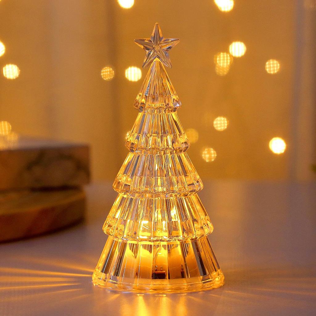 Leuchtender LED Kristall Weihnachtsbaum Nachtlicht Ornament