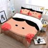 3Pcs Blush Cheek Cute Kid Face Bedding Set Minimal Cartoon Portrait Print Duvet Cover 2 Pillowcases Single Double Gift