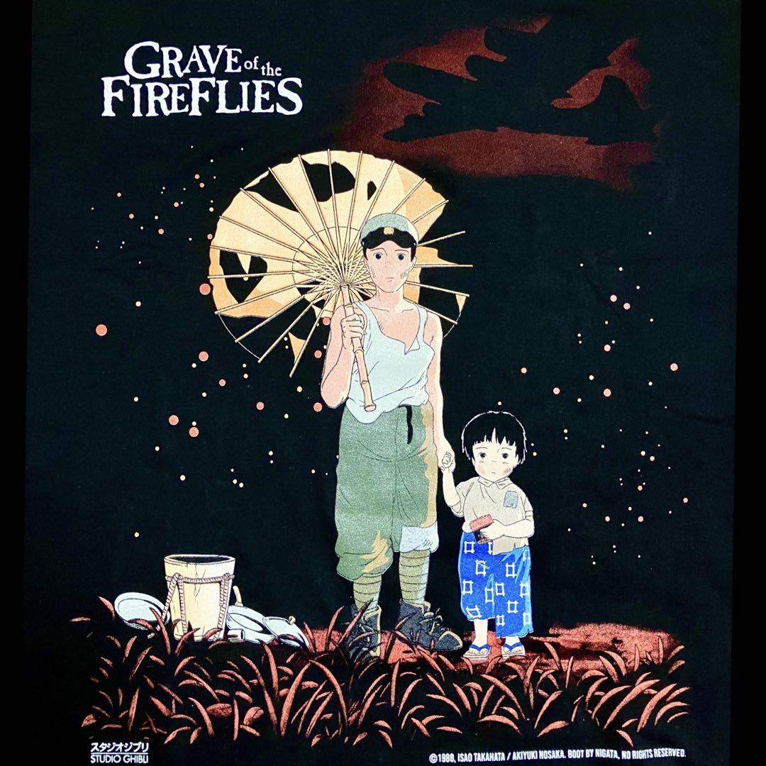 

[USED] Super Rare Grave of the Fireflies Seita & Setsuko T-Shirt XL Black Ghibli