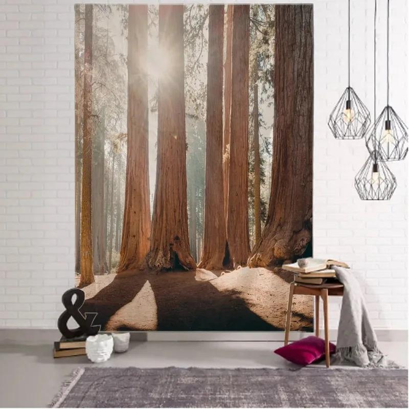 Природный пейзаж Лесной ручей Фоновый гобелен Украшение стены дома Гобелен Спальня — фото 14