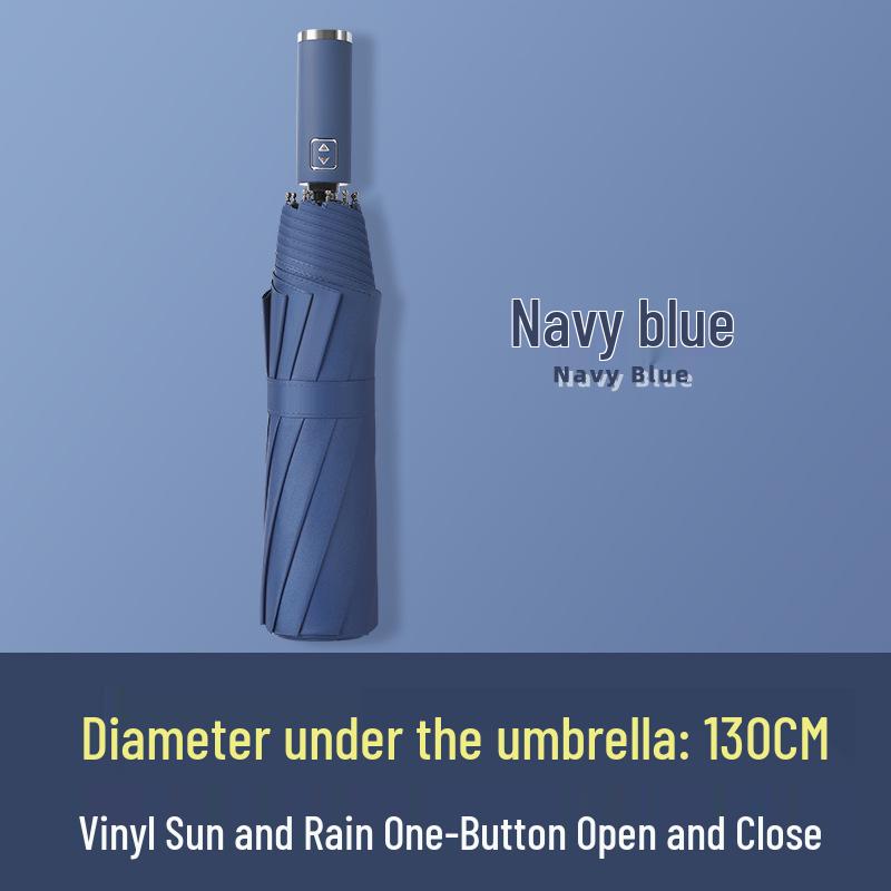 Extra-Large Automatic Black Men's Sunshade & Rain Umbrella - Sturdy, Foldable, Customizable with Thickened Design