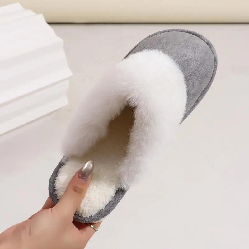 Fashion Fluffy Slippers Women House Flats Plush Fashion Designer Winter Platform Shoes Ladies Elegant Casual Footwear Indoor Large Size