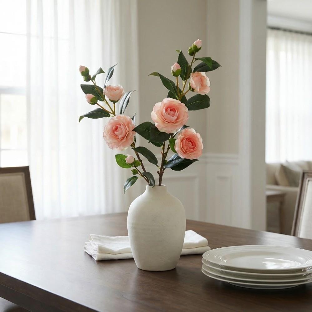 Grünes Blatt Künstliche Kamelienblüte Real Touch Realistische Simulation Rose Künstliche Handgemachte Falsche Blume Hochzeitsfeier