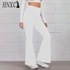 HNXC 14 Colors Women Elastic Waist High Waist Trousers Ladies Solid Color Sports Flared Pants Streetwear