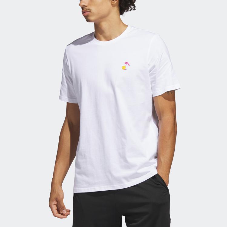 Adidas Lil Stripe Spring Break Cartoon Hand-Drawn Print Sports Basketball Short Sleeve T-Shirt Men Tops White IC1868