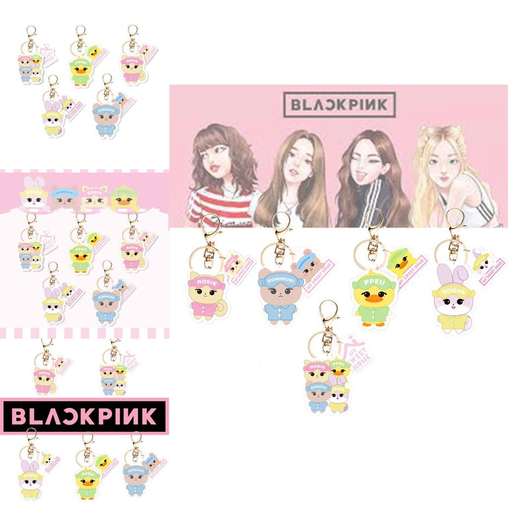 Blackpink Cartoon Character Acrylic Keychain Keyring Backpack Decoration 5cm Height